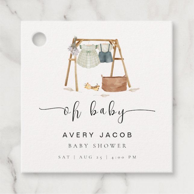 Kön Neutral Minimalialist Boho Babykläder Gåvor Etiketter (Framsida)