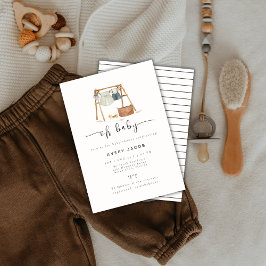 Kön Neutral Minimalialist Boho Babykläder Inbjudningar