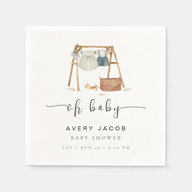 Kön Neutral Minimalialist Boho Babykläder Pappersservett (Framsidan)