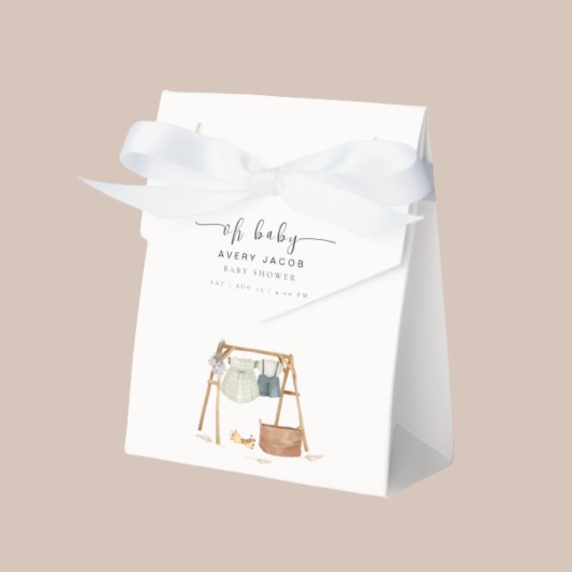 Kön Neutral Minimalialist Boho Babykläder Presentaskar (Gender Neutral Minimalist Boho Baby Shower Clothes Favor Box)