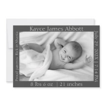 Kön Neutral minimalistisk Grått Birth Notice