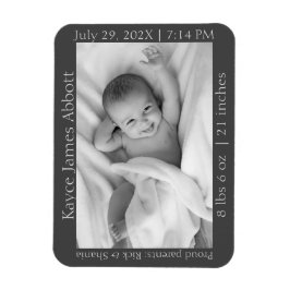 Kön Neutral minimalistisk Grått Birth Notice Magnet