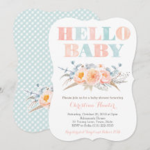 Kön Neutral Mint Peach Baby Shower