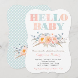 Kön Neutral Mint Peach Baby Shower Inbjudningar