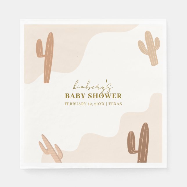 Kön Neutral Modern Boho Cactus Baby Shower Pappersservett (Framsidan)
