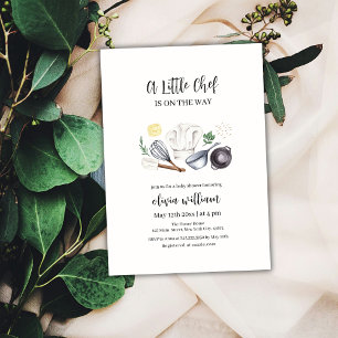 Kön Neutral Modern Little Chef Baby Shower Inbjudningar