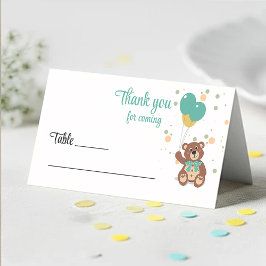 Kön Neutral Nalle Baby Shower Guest Namn Placeringskort