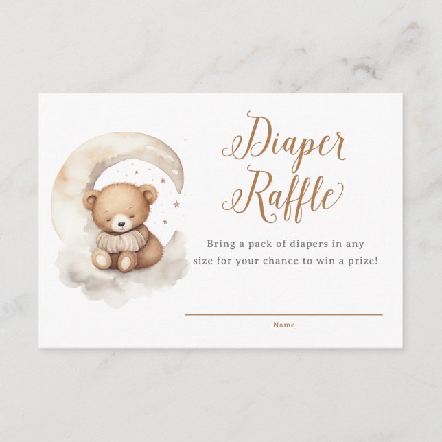 Kön Neutral Nalle Måne Stars Baby Shower Tilläggskort (Framsida)
