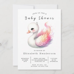 Kön Neutral Online Svan Baby Shower Inbjudningar
