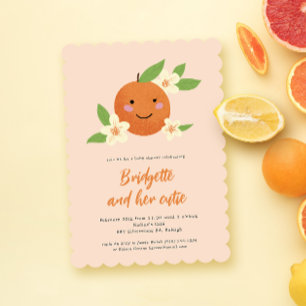 Kön Neutral Orange Cutie Baby Shower Inbjudningar