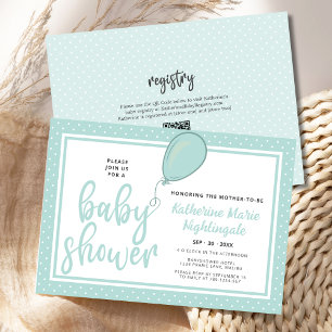 Kön Neutral Pastel Grönt Baby Shower QR-kod Inbjudningar