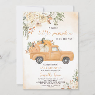 Kön Neutral Pumpkin Lastbil Baby Shower Inbjudningar