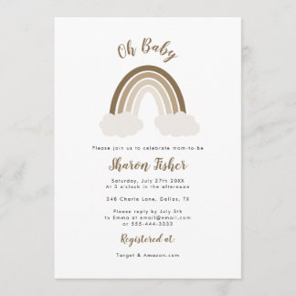 Kön Neutral regnbåge, babyutsändning Inbjudningar