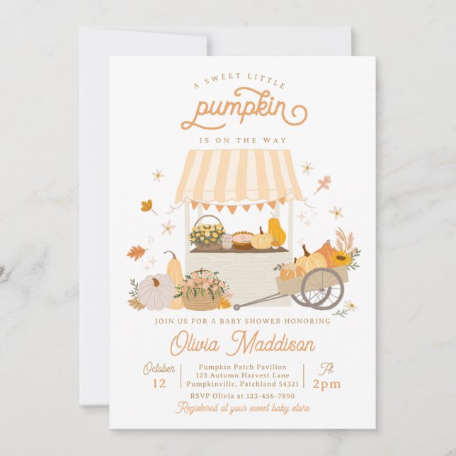 Kön Neutral Rustic Pumpkin Baby Shower Inbjudningar (Framsida)