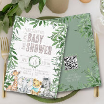Kön Neutral Safari Animals Greenery Baby Shower