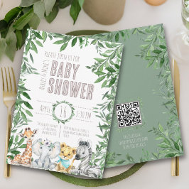 Kön Neutral Safari Animals Greenery Baby Shower