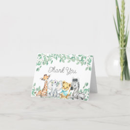 Kön Neutral Safari Animals Greenery Baby Shower Tack Kort