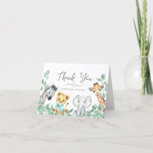 Kön Neutral Safari Animals Greenery Baby Shower Tack Kort