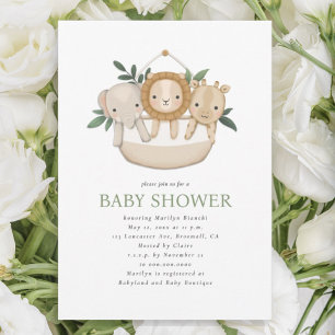 Kön Neutral Safari Baby Shower Inbjudningar