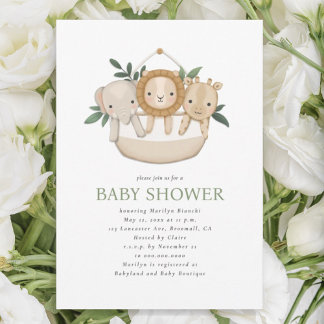 Kön Neutral Safari Baby Shower Inbjudningar