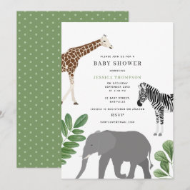 Kön Neutral Safari Vilda djur Baby Shower Inbjudningar