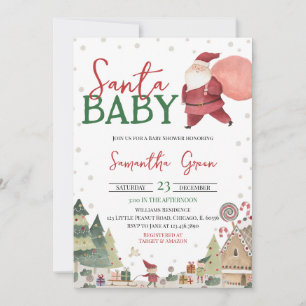 Kön Neutral Santa Baby Shower Inbjudningar