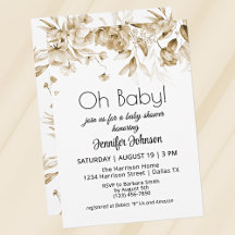 Kön Neutral Sepia Vintage Blommigt Baby Shower