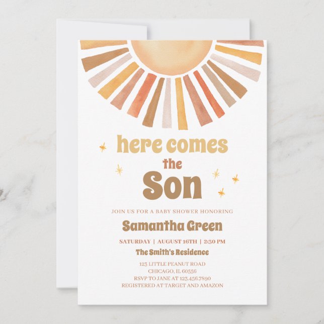 Kön Neutral Sunshine Baby Shower Inbjudningar (Framsida)