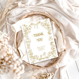 Kön Neutral Toile Whimsical Blommigt Baby Shower Tack Kort