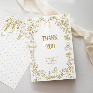 Kön Neutral Toile Whimsical Blommigt Baby Shower Tack Kort