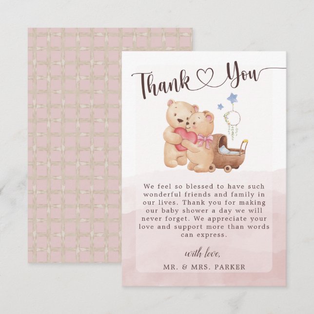 Kön Neutral tuggflaska med vattenfärg Babykläder Tack Kort (Fram/baksida)