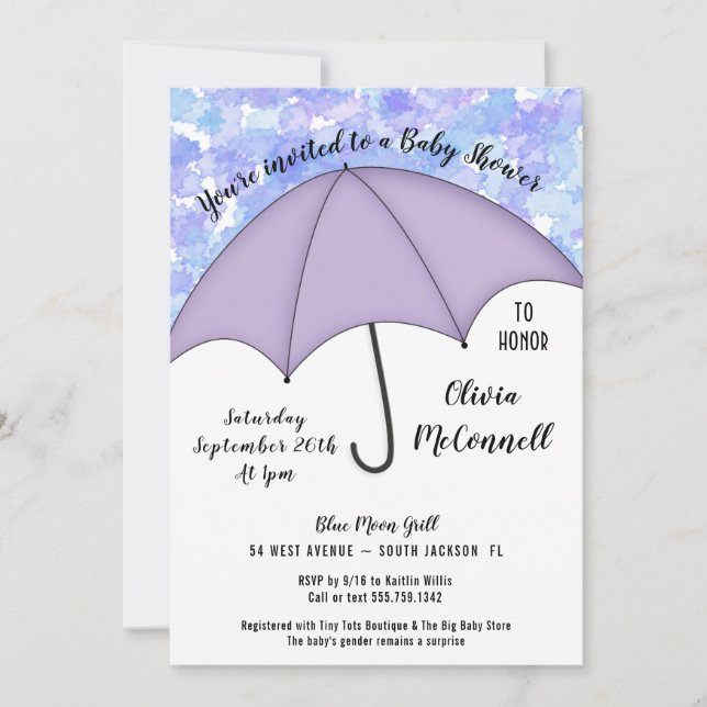Kön Neutral Umbrella Baby Shower-inbjudan Inbjudningar (Framsida)