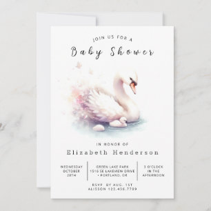 Kön Neutral utskrivbar Svan Baby Shower Inbjudningar