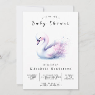Kön Neutral utskrivbar Svan Baby Shower Inbjudningar