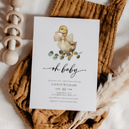Kön Neutral vattenfärg Anka Baby Shower Inbjudningar
