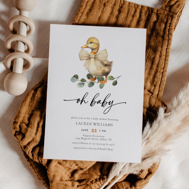 Kön Neutral vattenfärg Anka Baby Shower Inbjudningar (Skapare uppladdad)