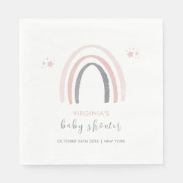 Kön Neutral vattenfärg Boho Rainbow Baby Shower Pappersservett