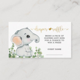 Kön Neutral vattenfärg Elephant Diaper Raffle Tilläggskort
