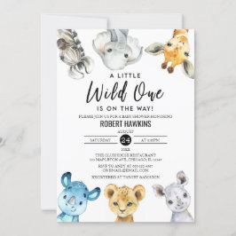 Kön Neutral Vild Ett Safari Animals Baby Shower Inbjudningar