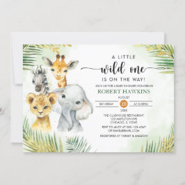 Kön Neutral Vild Ett Safari Animals Baby Shower Inbjudningar