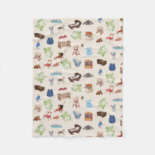 Kön Neutral Vintage Baby Nursery Leksak Mönster Fleecefilt