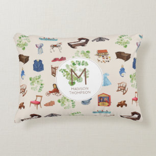 Kön Neutral Vintage Baby Nursery Leksak Mönster Prydnadskudde