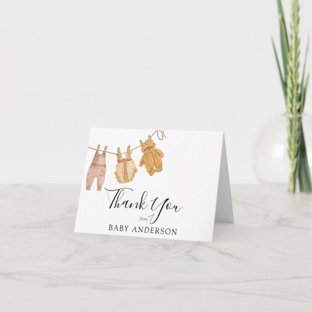 Kön Neutral Vintage Baby Shower Tack (Framsida)