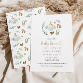 Kön Neutral Vintage Leksak Baby Brunch Inbjudningar