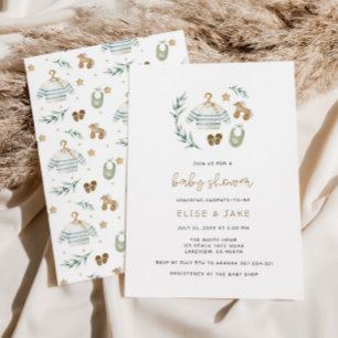 Kön Neutral Vintage Leksaker Baby Shower-inbjudan Inbjudningar