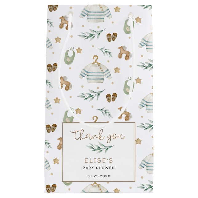 Kön Neutral Vintage Leksaker Baby Shower Tack (Framsidan)