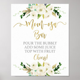 Kön Neutral vit blommigt momosa pub tecken Poster