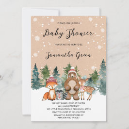 Kön Neutral Winter Woodland Baby Shower Inbjudningar