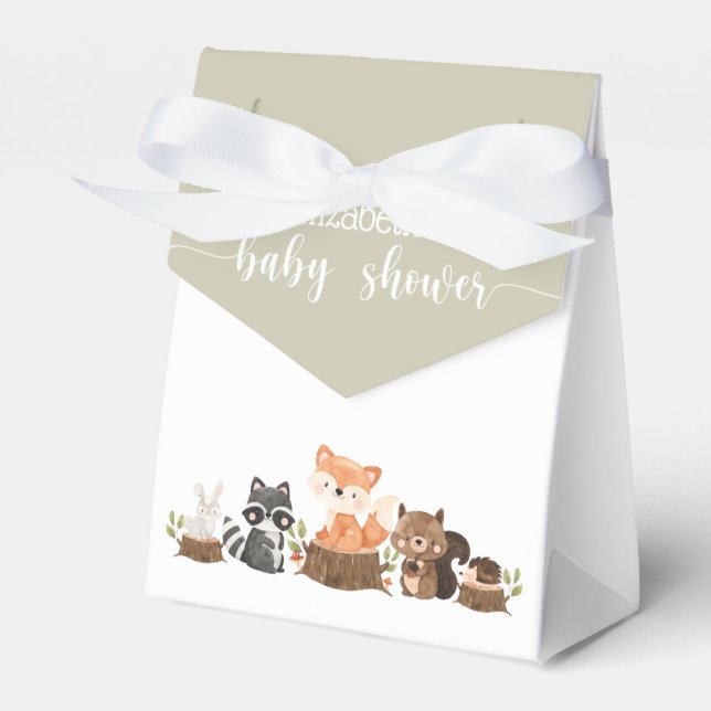Kön Neutral Woodland Animal Baby Shower Favor B Presentaskar (Framsidan Sidan)