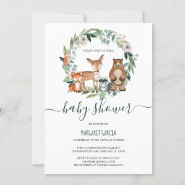 Kön Neutral Woodland Animals Baby Shower Inbjudningar